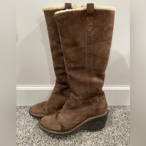 UGG Hartley brown suede knee high boots for women, size 8 - Picture 5 of 13